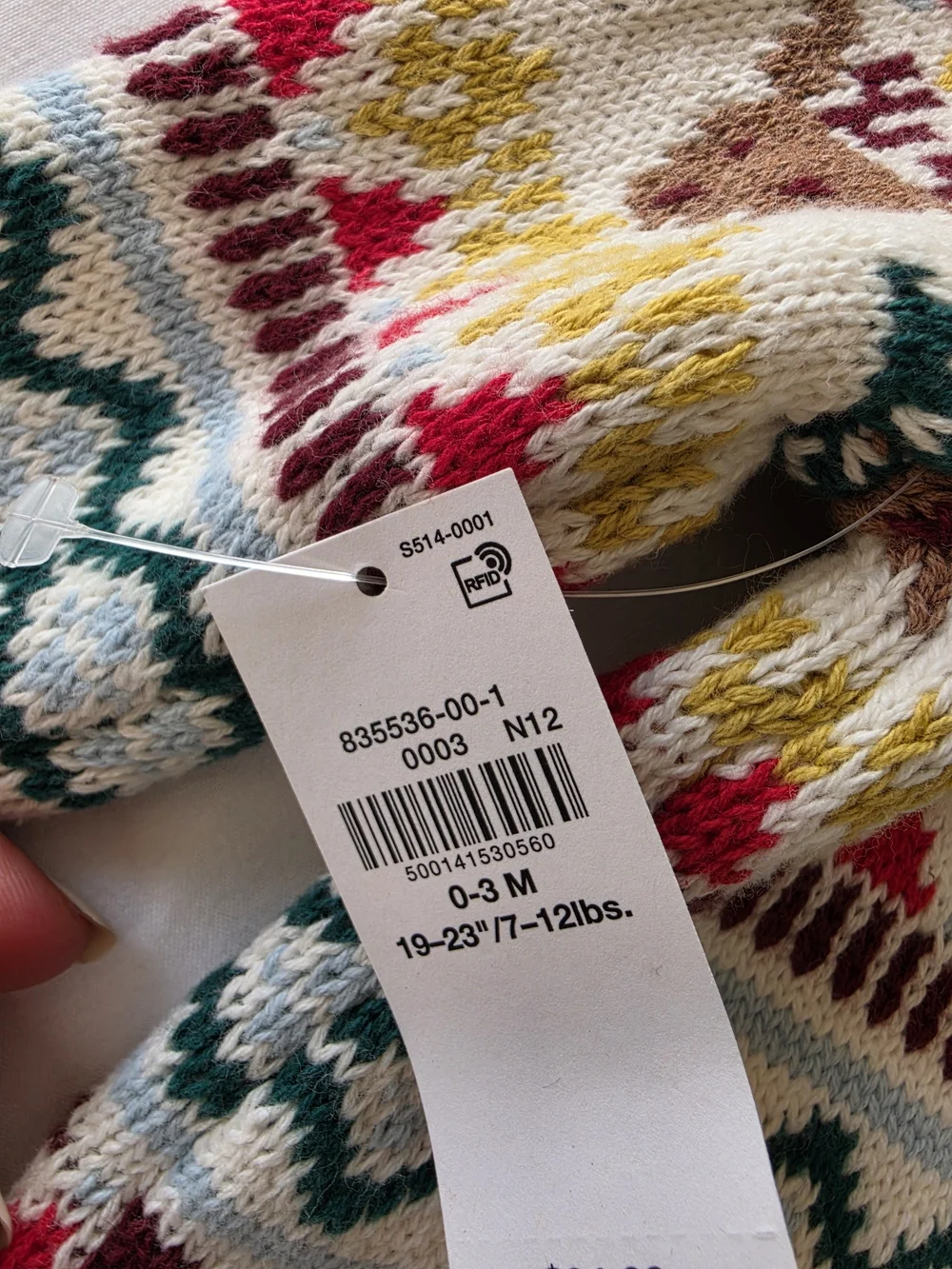 Old Navy Cream Knit Reindeer & Tree One-Piece with Brown Trim